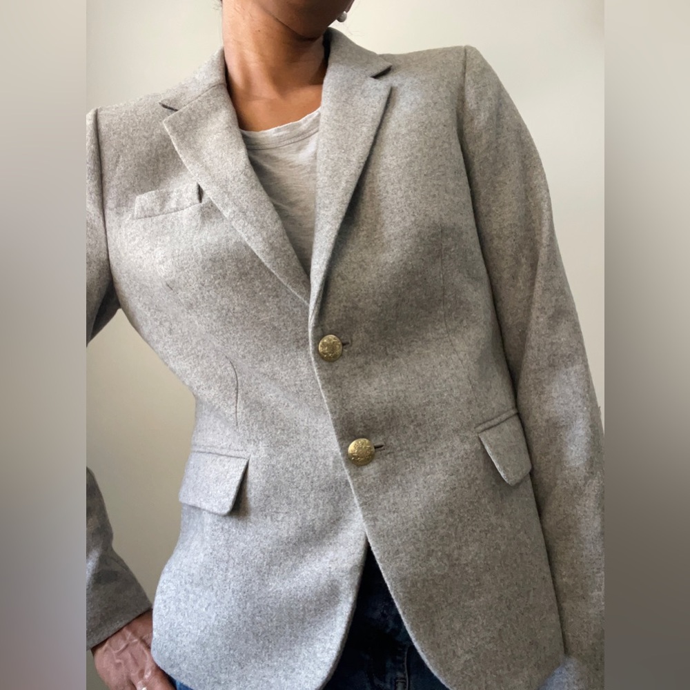 J. Crew Gray Blazer with Gold Buttons